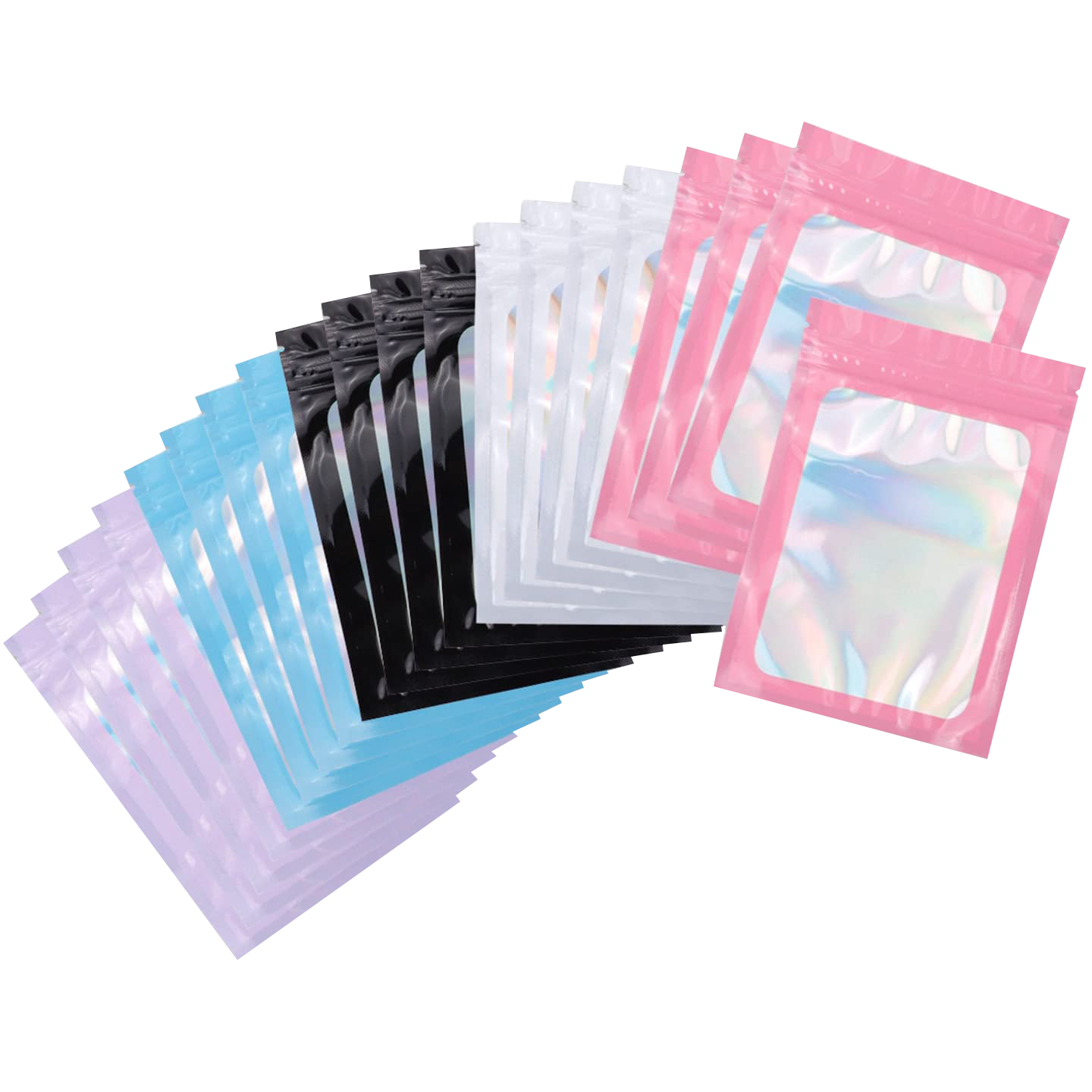 Resealable Smell Proof Mylar Holographic Packaging Bags with Clear Window