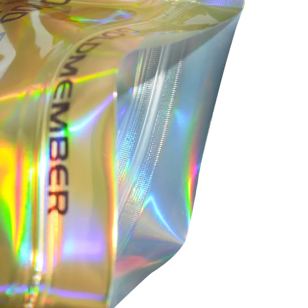 Smell Proof Child Proof Holographic Gold Mylar Bags